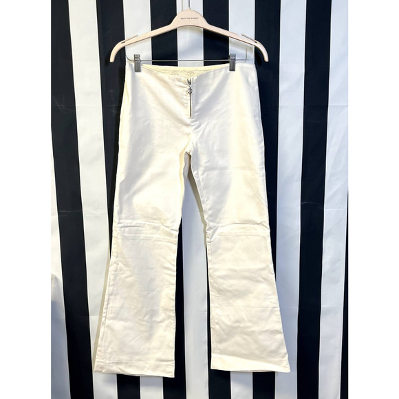 Tory Burch Pants - TORY BURCH Women's Zip Front Mid Rise Flared Leg Ankle Pants White Size 4